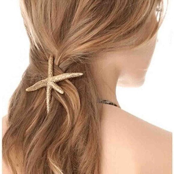 SILVER starfish sea hair clip - Picture 3 of 7